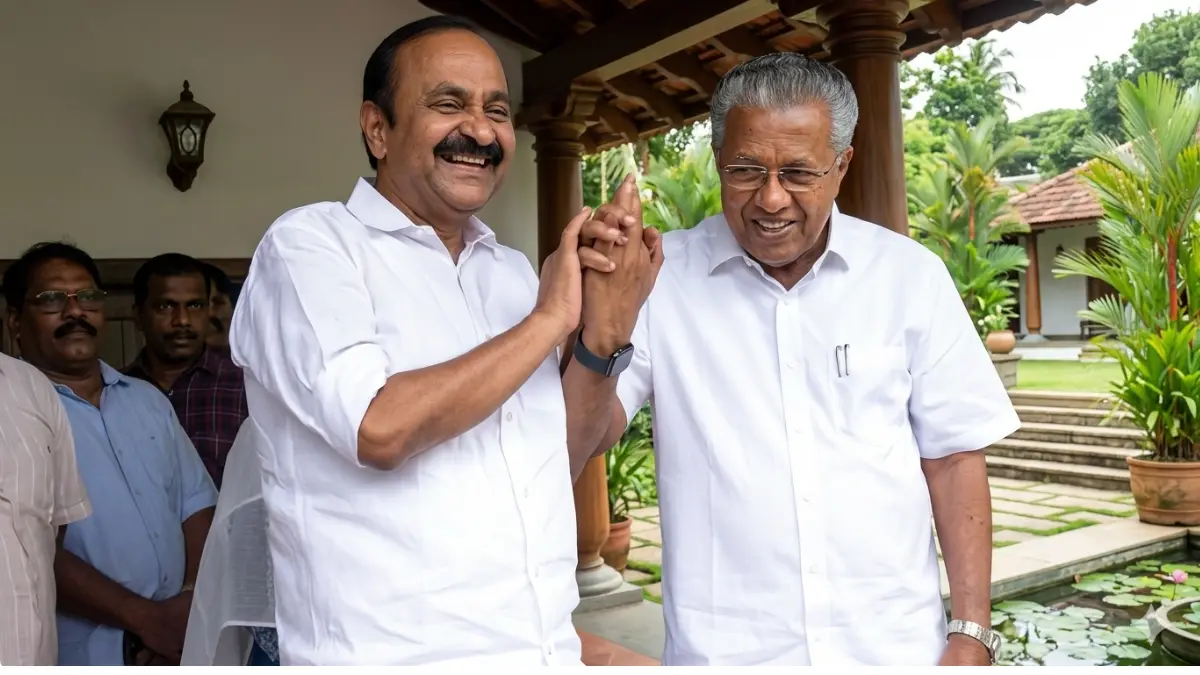 D Satheesan, Pinarayi Vijayan, Kerala Politics 2026, Cliff House Meeting, Congress CPM Kerala, Kerala CM Swearing-in.