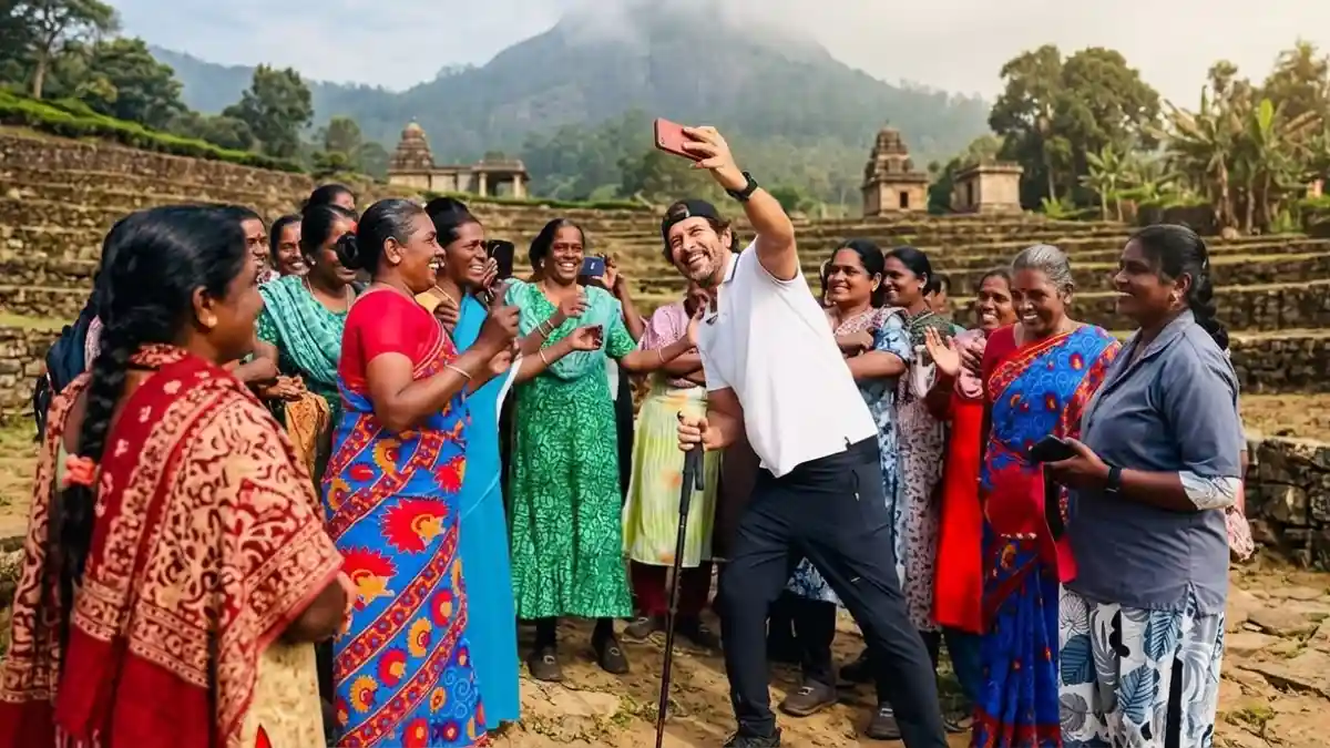 തോട്ടം തൊഴിലാളികൾക്കൊപ്പം ചിയാൻ വിക്രം, Chiyaan Vikram Munnar Visit, Tamil Cinema News 2026, Vikram Dance With Workers, Kerala Tourism Munnar Shooting.