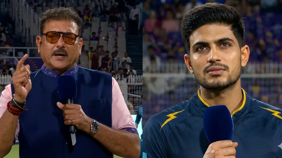 രവി ശാസ്ത്രിക്ക് പറ്റിയ അബദ്ധം, Ravi Shastri Toss Blunder, Shubman Gill Gujarat Titans, KKR vs GT IPL 2026, IPL Playoffs Qualification Gaffe.