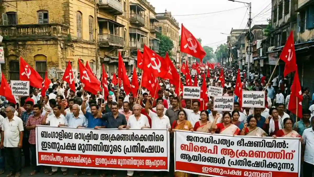 ai image, ബംഗാളിലെ ബിജെപി ആക്രമണം, ഇടതുപക്ഷ പ്രതിഷേധം