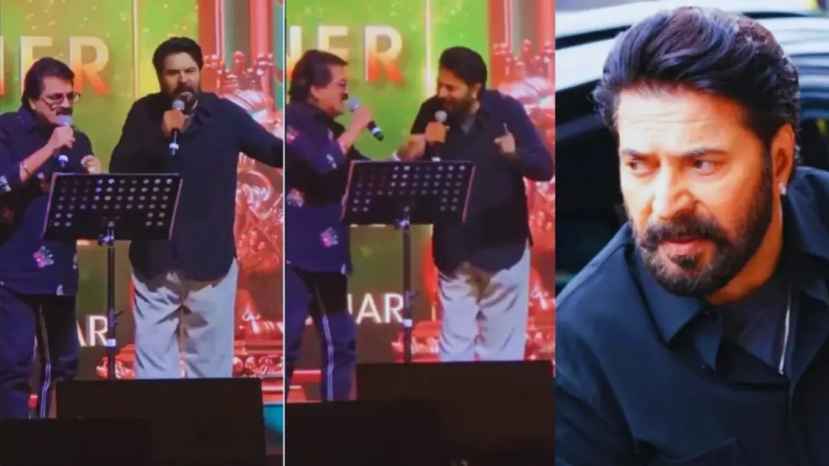 എംജിയെ അനുകരിച്ച് മമ്മൂട്ടി, മമ്മൂട്ടി എംജി ശ്രീകുമാർ വീഡിയോ, ആനന്ദ് ടിവി അവാർഡ് ലണ്ടൻ, മമ്മൂട്ടി ഫൺ മോഡ് വൈറൽ, മലയാളം സിനിമാ വാർത്തകൾ