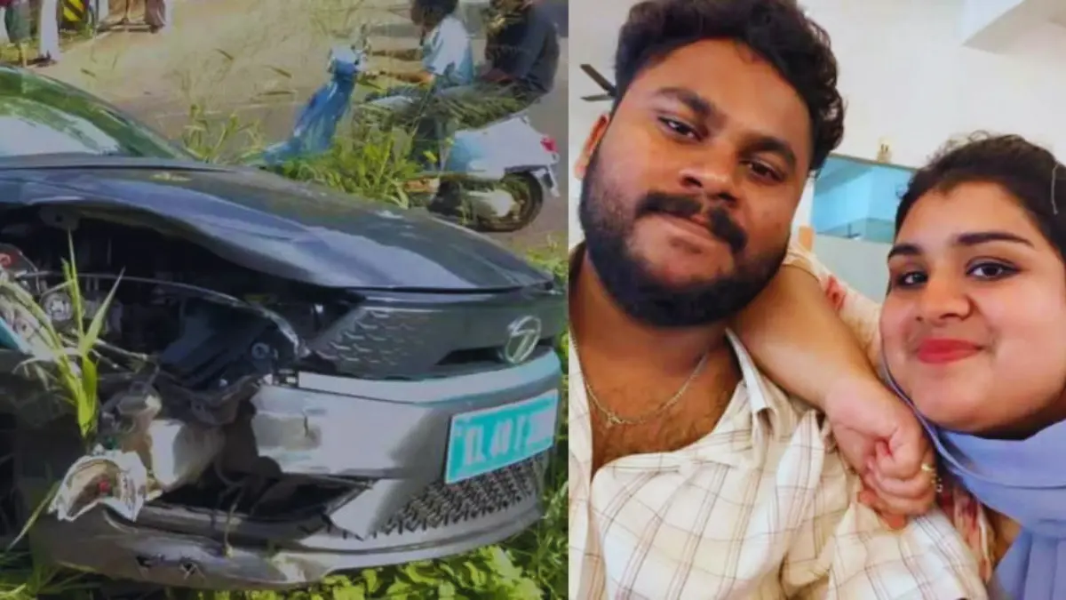കാർ ബൈക്കിലിടിച്ച് ഉണ്ടായ ദാരുണമായ അപകടസ്ഥലം.