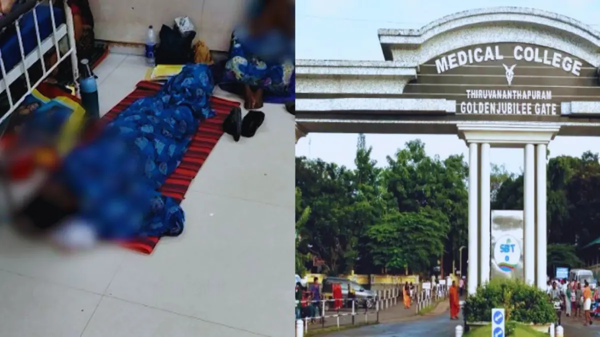 തിരുവനന്തപുരം മെഡിക്കൽ കോളേജിലെ ദുരിതപൂർണ്ണമായ സാഹചര്യങ്ങൾ കാണിക്കുന്ന ചിത്രം.