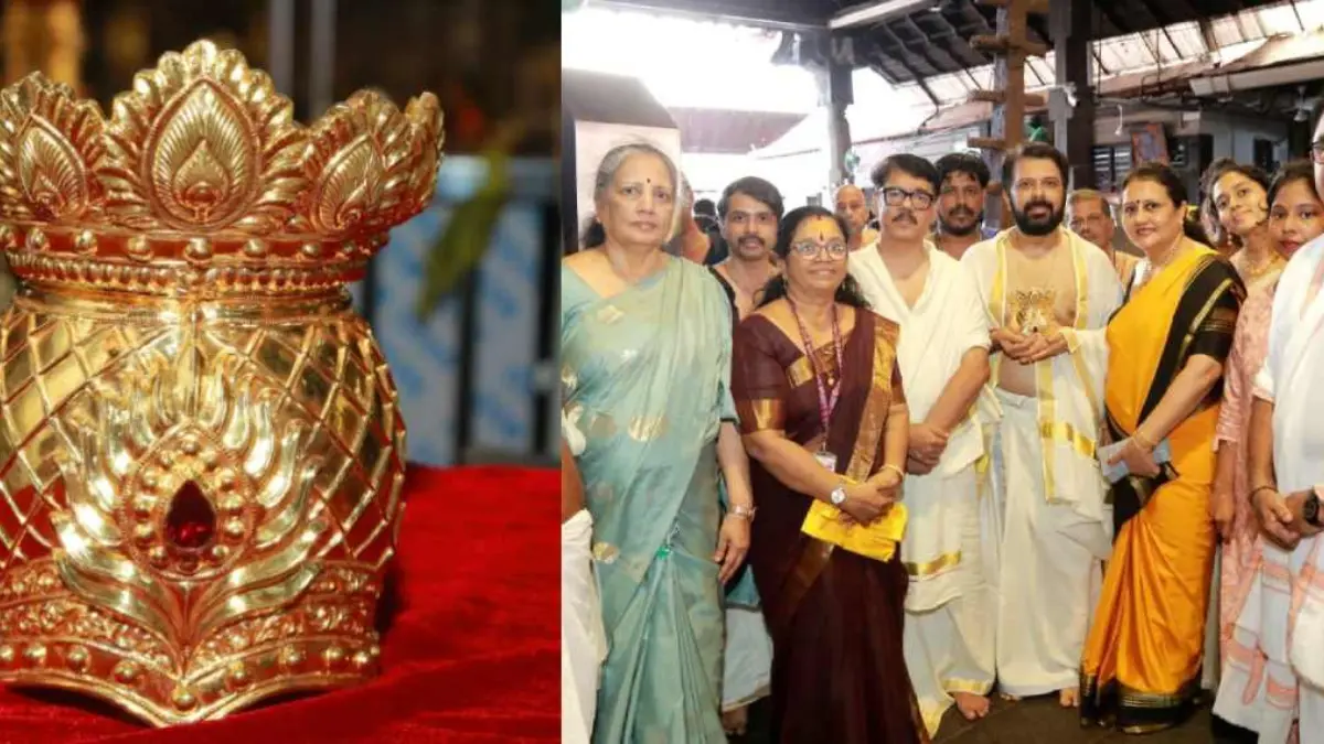 ഗുരുവായൂർ ക്ഷേത്രം വഴിപാടായി ലഭിച്ച സ്വർണ്ണ കിരീടം ഭഗവാന് സമർപ്പിച്ചു.