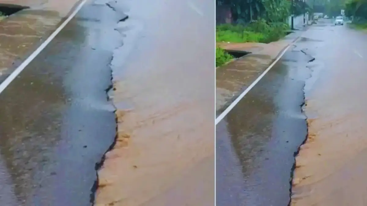 കാസർകോട് റോഡ് പിളർന്നു, കനത്ത മഴ നാശനഷ്ടം, കുണ്ടംകുഴി വിള്ളൽ, കേരള റോഡ് അപകടം, മലയോര വാർത്തകൾ