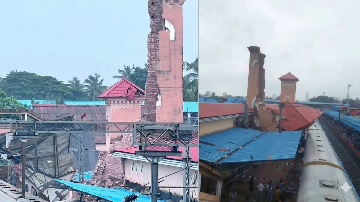 കോഴിക്കോട് റെയില്‍വേ സ്റ്റേഷനില്‍ ക്ലോക് ടവര്‍ തകര്‍ന്നു വീണത്